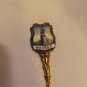 ANTIQUE MOCKBA Russia Gold Tone Souvenir Collection Spoon Enamel Design 5"