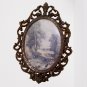 VINTAGE Ornate Italian Antiqued Brass Metal Framed Forest Wall Hanging 7x5 Italy