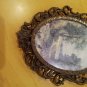 VINTAGE Ornate Italian Antiqued Brass Metal Framed Forest Wall Hanging 7x5 Italy