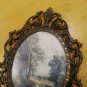 VINTAGE Ornate Italian Antiqued Brass Metal Framed Forest Wall Hanging 7x5 Italy