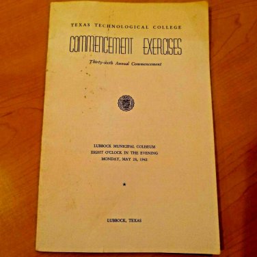1962 Texas Technical College Commencement Program Tech University History Rare