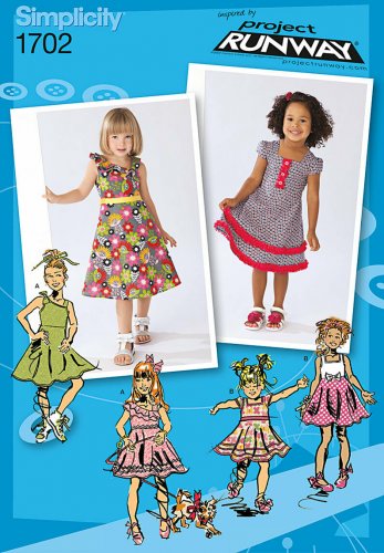 SIMPLICITY Sewing Pattern 1702 Toddler's Dresses with Flared Skirt Sz 1-3/Uncut