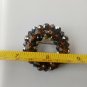 Vintage Brown Gold Aurora Borealis Cut Glass Bead Crystal Cluster Pin Brooch