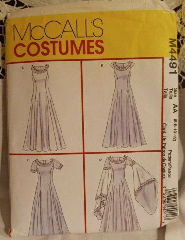 MC CALL'S COSTUMES Sewing Patterns M4491 Misses'  Renaissance Medieval Size 6-12