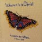 Hand Embroidered Cross Stitch Butterfly Scripture Quote Christ Religious Hanging