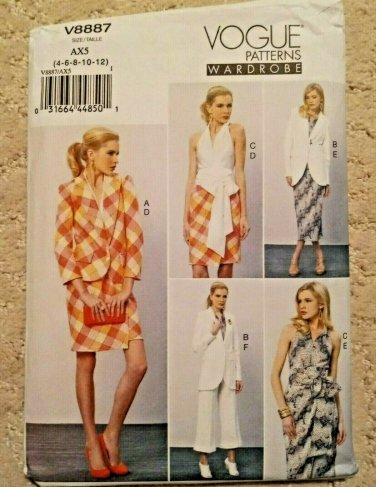 VOGUE Sewing Patterns MISSES' JACKET, TOP, SASH, SKIRT AND PANTS 8887 Size 4-12