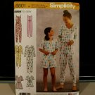SIMPLICITY 8801 MISSES & GIRLS PAJAMAS JUMPSUIT ROMPERS PATTERN-UNCUT-S-L /XS-XL