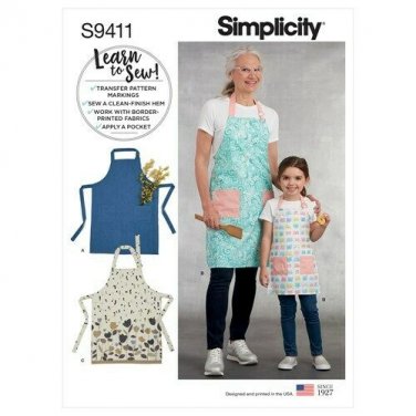 Learn to Sew Simplicity Sewing Pattern S9411 Aprons for Children's & Misses' S-L