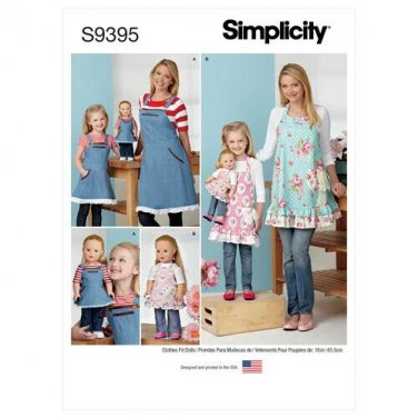 Simplicity Sewing Pattern 9395 Aprons for Misses Girls 18" Doll  3-8/S-M-L/Uncut