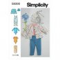 Simplicity Sewing Pattern 9390 Babies' Knit Layette, Overall, Romper/ Size XXS-L