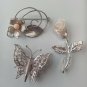 Flower Butterfly Lot Brooch Monet & Others Pins Bulk Silvertone Vintage Assorted