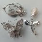 Flower Butterfly Lot Brooch Monet & Others Pins Bulk Silvertone Vintage Assorted