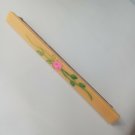 Vintage Pretty Old Painted Flower Plastic Faux Ivory Tone Brooch Bar Pin 3 inch