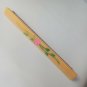 Vintage Pretty Old Painted Flower Plastic Faux Ivory Tone Brooch Bar Pin 3 inch
