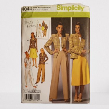 Simplicity Sewing Pattern 4044 Women's Retro 1940s Skirt Pants Sz 10-12-14-16-18