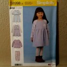SIMPLICITY Sewing Pattern 8998 GIRLS RAGLAN SLEEVE DRESS/TOP PANTS 3 4 5 6 7 8