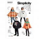 Simplicity Sewing Pattern 9351 Children's Poncho Costumes, Hats & Face Masks S-L