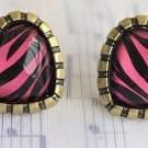 Zebra Print Heart Studs