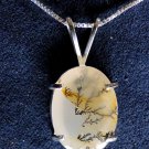 LACE AGATE and Sterling Silver Pendant Necklace with 18 inch Sterling Chain