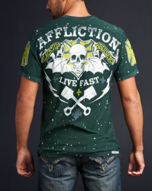 American Customs Blacktop Bruisers SS Henley XL Affliction Tee T-Shirt