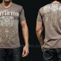 Affliction Solvent Script Fedor XL V-Neck Tee SS T-Shirt NWT Eagle Brown X-Large Stiched