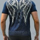 Affliction Spiker Twist Reversible Tee M SS T-Shirt Blue NWT MMA UFC Flocking