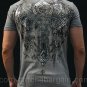 Affliction Synthesis Tee L SS T-Shirt Gray NWT MMA UFC Silver Foil