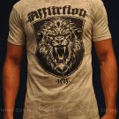 Affliction Shielded Lion Tee M SS T-Shirt White NWT MMA UFC Flocking Design