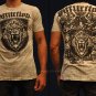 Affliction Shielded Lion Tee L SS T-Shirt White NWT MMA UFC Flocking Design