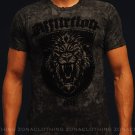 Affliction Shielded Lion Tee M SS T-Shirt Black NWT MMA UFC Flocking Design