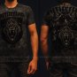 Affliction Shielded Lion Tee M SS T-Shirt Black NWT MMA UFC Flocking Design