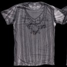Affliction Gauge Skull Tee M SS T-Shirt Gray NWT MMA UFC Black Rhinestones