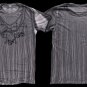 Affliction Gauge Skull Tee XL SS T-Shirt Gray NWT MMA UFC Black Rhinestones