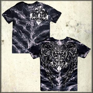 Affliction Void Skeleton Tee L SS T-Shirt Black NWT MMA UFC Flocking Design Spinal Wash