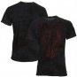 Affliction Clutch Falcon Tee Medium SS T-Shirt Black NWT MMA UFC Leather Appliques with Red Stiching
