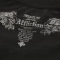Affliction Clutch Falcon Tee Medium SS T-Shirt Black NWT MMA UFC Leather Appliques with Red Stiching