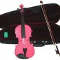 Crystalcello MV300PK 3/4 Size Pink Violin with Case