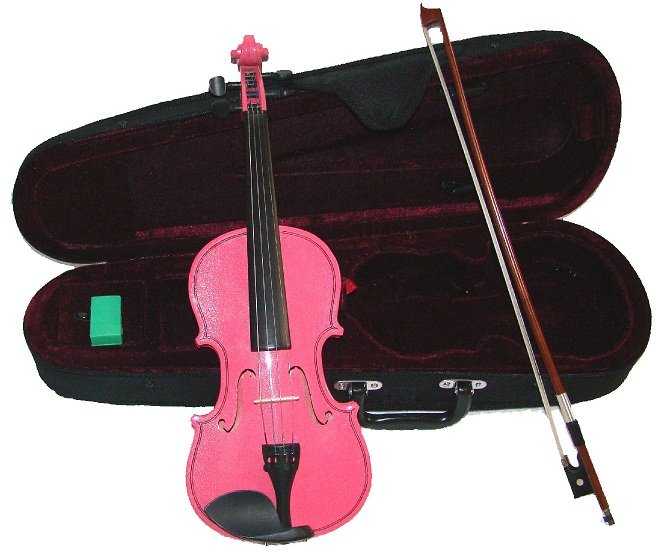 Crystalcello MV300PK 1/16 Size Pink Violin with Case