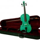 Crystalcello MV300GR 1/16 Size Green Violin with Case, Bow