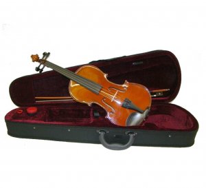 Crystalcello MV400 4/4 Size Ebony Fitted Violin with Case and Bow