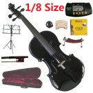 Rugeri 1/8 Size Black Violin+Case+Bow+2Sets String,2Bridges,Shoulder Rest,Mute,Rosin,Tuner,Stand