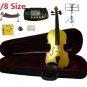 Rugeri 1/8 Size Gold Violin+Case+Bow+2Sets String,2Bridges,Shoulder Rest,Mute,Rosin,Tuner,Stand