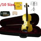Rugeri 1/10 Size Gold Violin+Case+Bow+2 Sets String,2 Bridges,Rosin,Metro Tuner,Music Stand