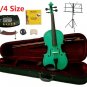 Rugeri 4/4 Size Green Violin+Case+Bow+2Sets String,2Bridges,Shoulder Rest,Mute,Rosin,Tuner,Stand