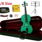 Rugeri 1/8 Size Green Violin+Case+Bow+2Sets String,2Bridges,Shoulder Rest,Mute,Rosin,Tuner,Stand