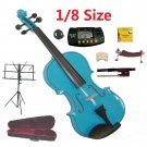 Rugeri 1/8 Size Blue Violin+Case+Bow+2Sets String,2Bridges,Shoulder Rest,Mute,Rosin,Tuner,Stand