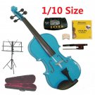 Rugeri 1/10 Size Blue Violin+Case+Bow+2 Sets String,2 Bridges,Rosin,Metro Tuner,Music Stand