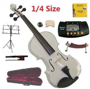 Rugeri 4/4 Size White Violin+Case+Bow+2Sets String,2Bridges,Shoulder Rest,Mute,Rosin,Tuner,Stand