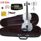 Rugeri 1/8 Size Silver Violin+Case+Bow+2Sets String,2Bridges,Shoulder Rest,Mute,Rosin,Tuner,Stand