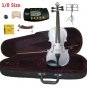Rugeri 1/8 Size Silver Violin+Case+Bow+2Sets String,2Bridges,Shoulder Rest,Mute,Rosin,Tuner,Stand